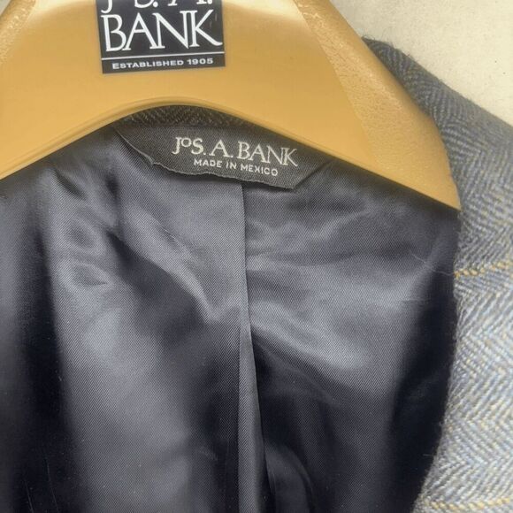 Jos A Bank Signature Wool 3 Button Sport Coat 48L Or Slim 50L Gray Houndstooth - Picture 3 of 5